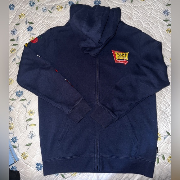 VANS Off The Wall Diner Navy Blue Hoodie - Picture 2 of 6
